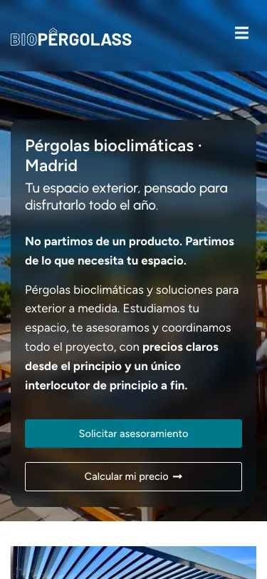 Portada de Biopergolass vista en un móvil.