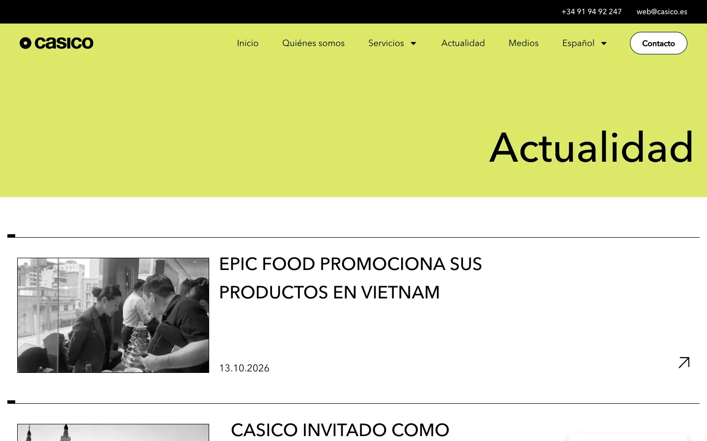 Sección de actualidad con noticias del sector.