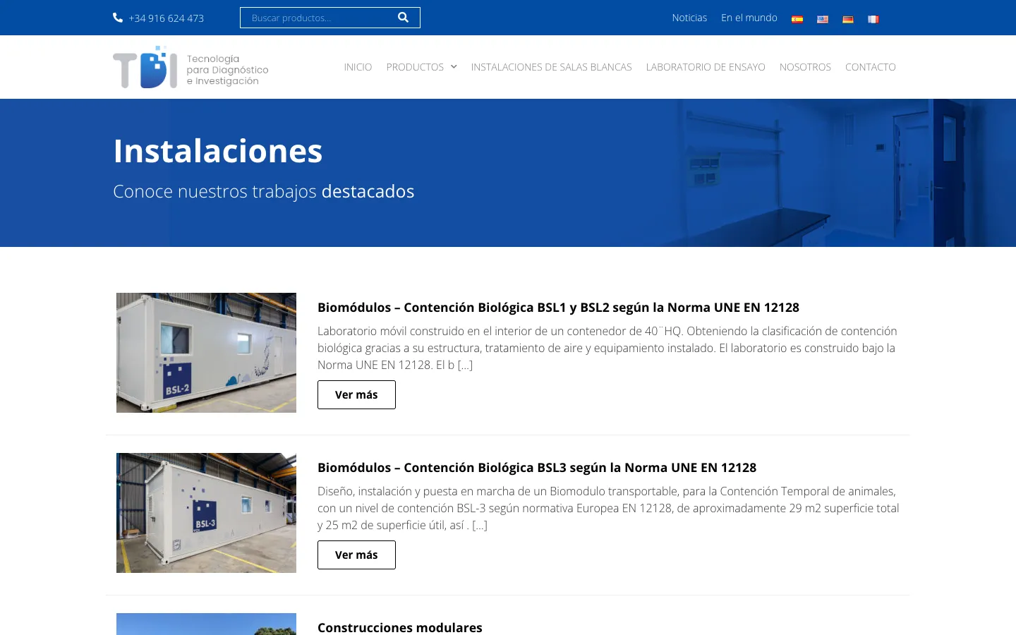 Listado de instalaciones realizadas con fotografía y resumen.