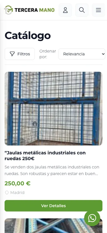 Catálogo en un móvil.