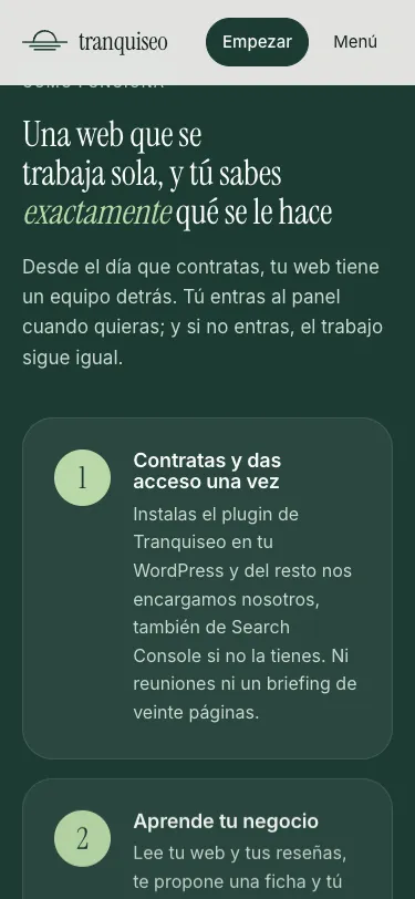 Sección «Cómo funciona» en un móvil.