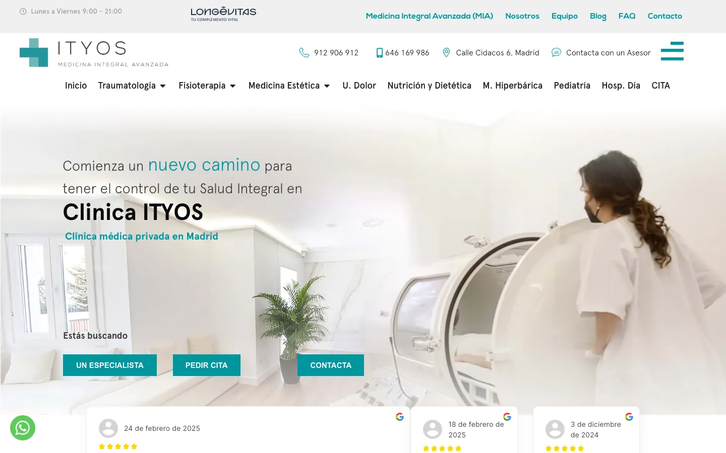 Portada de la web de Clínica ITYOS